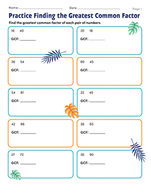 Practice Finding the Greatest Common Factor