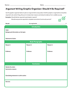 Argument Writing Graphic Organizer: Should It Be Required?