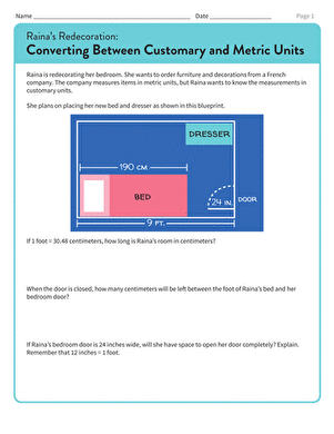 Raina's Redecoration: Converting Between Customary and Metric Units