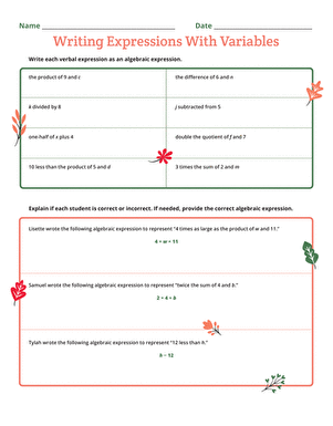 Writing Expressions With Variables