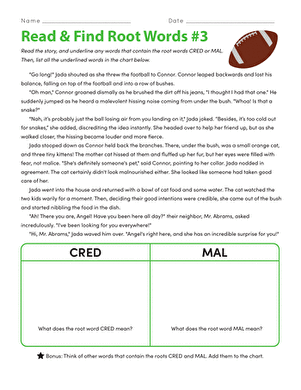 Read & Find Root Words #3