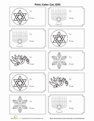 Hanukkah Black and White Gift Tags