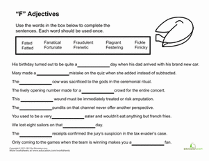 Adjectives Starting with "F"