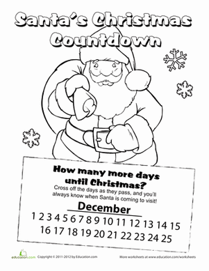 Christmas Countdown Coloring Page