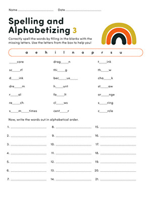 Spelling and Alphabetizing #3