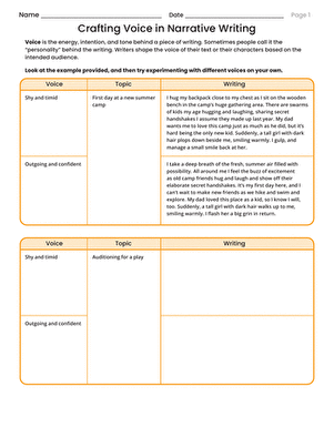 Crafting Voice in Narrative Writing