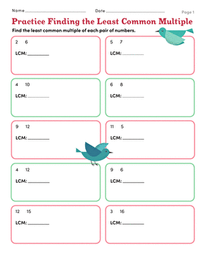 Practice Finding the Least Common Multiple