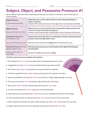 Subject, Object, and Possessive Pronouns
