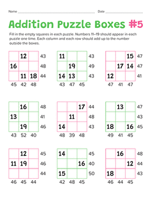 Addition Puzzle Boxes #5 large image