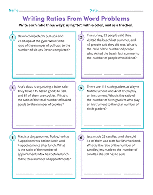 Writing Ratios From Word Problems