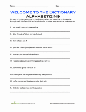 Alphabetical Sentences