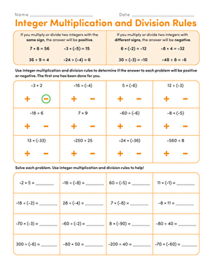 Integer Multiplication and Division Rules