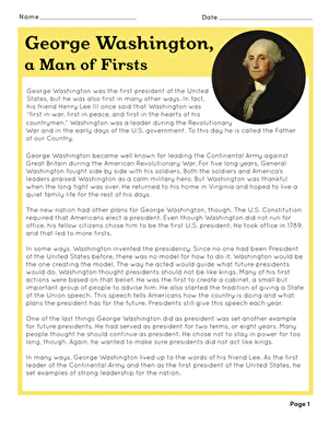 George Washington, a Man of Firsts