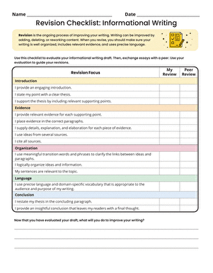 Revision Checklist: Informational Writing