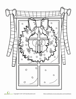 Christmas Wreath Coloring Page