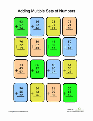 添加三个两位数的数字