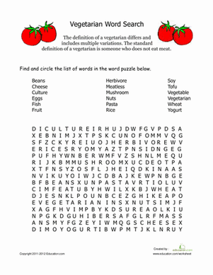 Vegetarian Word Search