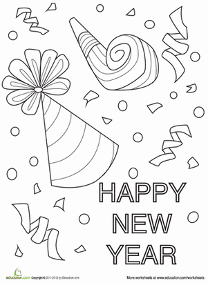 New Year Confetti Coloring Page
