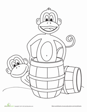 Barrel of Monkeys Coloring Page