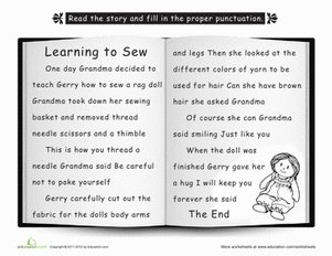Punctuate the Story: Learning to Sew