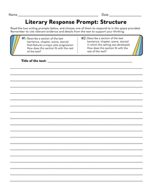 Literary Response Prompt: Structure