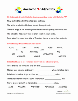 Adjectives Starting with "A"