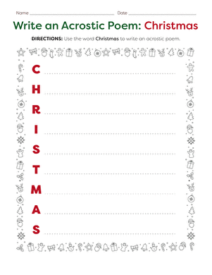 Write an Acrostic Poem: Christmas