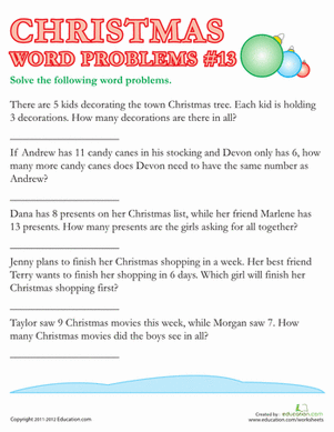 Christmas Word Problems #13