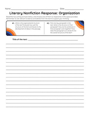 Literary Nonfiction Response Prompt: Organization
