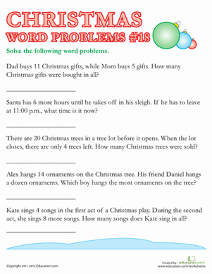 Christmas Word Problems #18