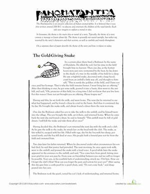 Panchatantra: "The Gold-Giving Snake"