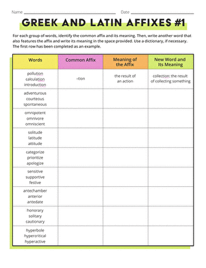 Greek and Latin Affixes #1