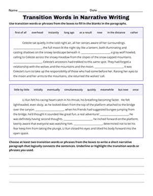 Transition Words in Narrative Writing