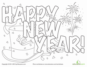 Festive New Year Hat Coloring Page