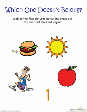 Odd Word Out: Rhyming Words With Sun