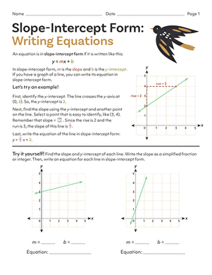 Slope-Intercept Form: Writing Equations