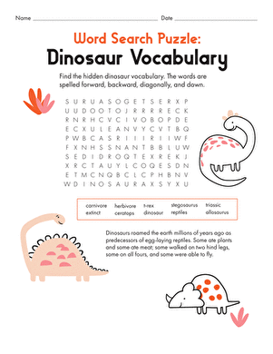 Dinosaur Word Search