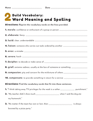 Build Vocabulary: Word Meaning and Spelling #2
