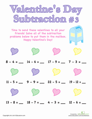 Valentine's Day Subtraction #3