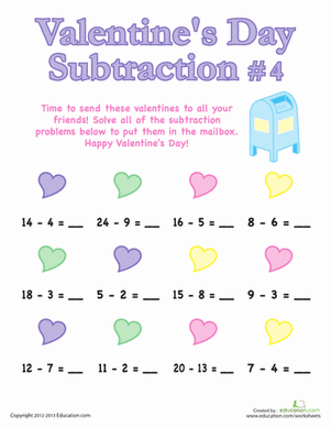 Valentine's Day Subtraction #4