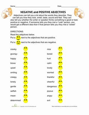 Positive and Negative Adjectives