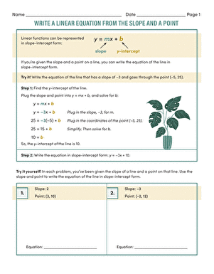 Write a Linear Equation From the Slope and a Point