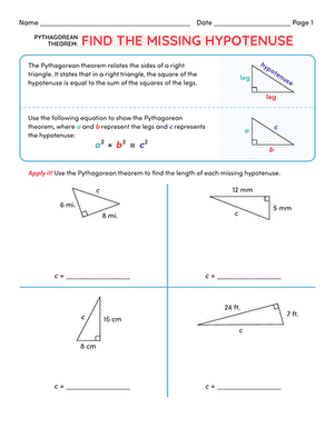 Pythagorean Theorem: Find the Missing Hypotenuse