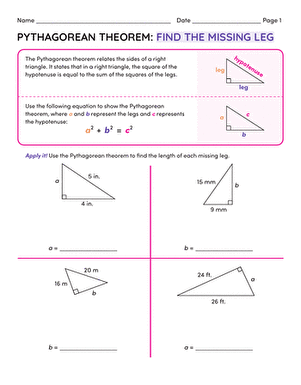 Pythagorean Theorem: Find the Missing Leg
