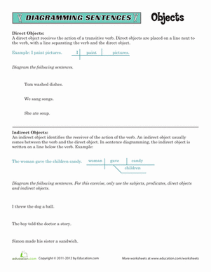 Sentence Diagramming: Objects