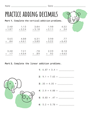 Practice Adding Decimals