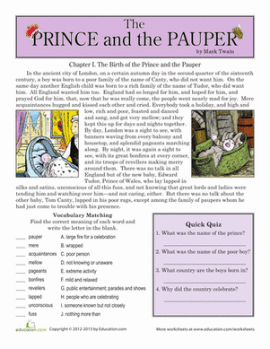 Reading Comprehension: The Prince and the Pauper