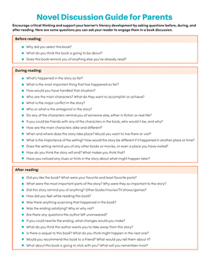 Novel Discussion Guide for Parents