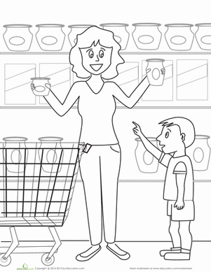 Grocery Store Coloring Page