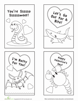 Boy Valentine Cards to Color